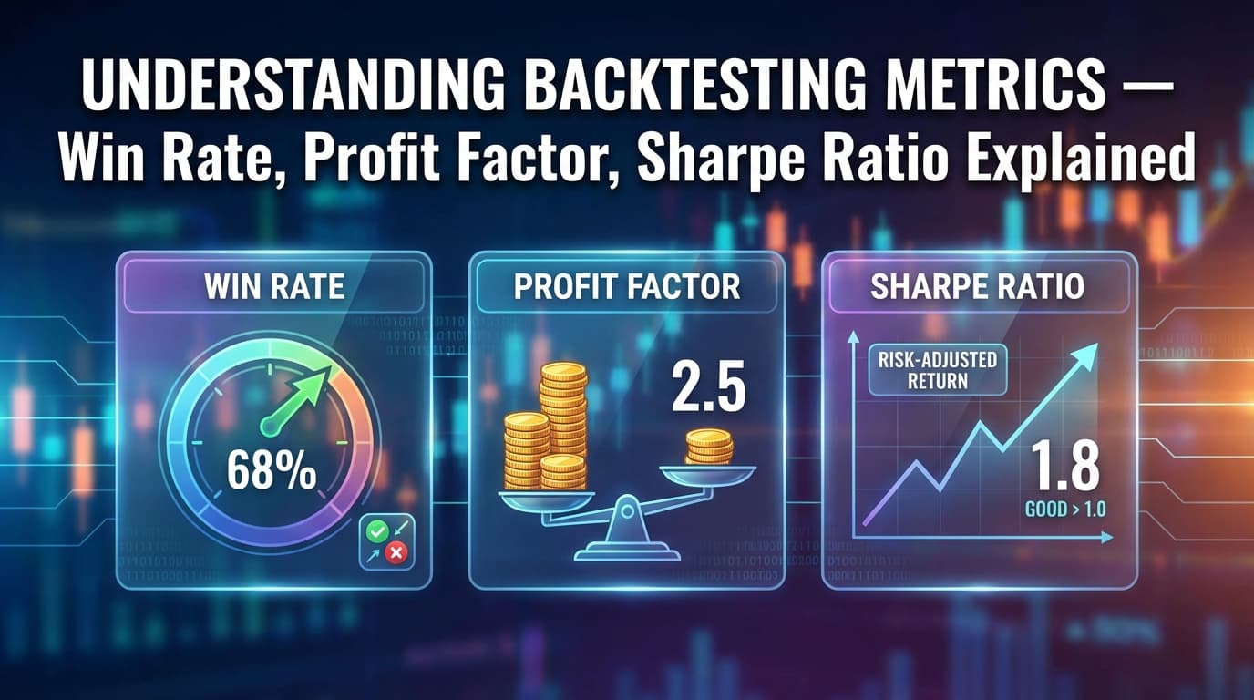 Understanding Backtesting Metrics β Win Rate, Profit Factor, Sharpe Ratio Explained